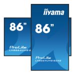 iiyama LH8664UHS-B2AG, pantalla plana de señalización digital de 86 pulgadas, resolución 4K Ultra HD, brillo de 500 cd/m², color negro, procesador Android y funcionamiento 24/7.