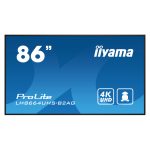iiyama LH8664UHS-B2AG, pantalla plana de señalización digital de 86 pulgadas, resolución 4K Ultra HD, brillo de 500 cd/m², color negro, procesador Android y funcionamiento 24/7.