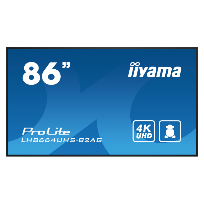 iiyama LH8664UHS-B2AG pantalla de señalización Pantalla plana para señalización digital 2,18 m (86″) Wifi 500 cd / m² 4K Ultra HD Negro Procesador incorporado Android 24/7 2 iiyama pantalla 86'' en una oficina moderna