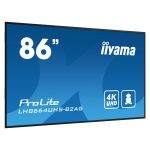 iiyama LH8664UHS-B2AG, pantalla plana de señalización digital de 86 pulgadas, resolución 4K Ultra HD, brillo de 500 cd/m², color negro, procesador Android y funcionamiento 24/7.
