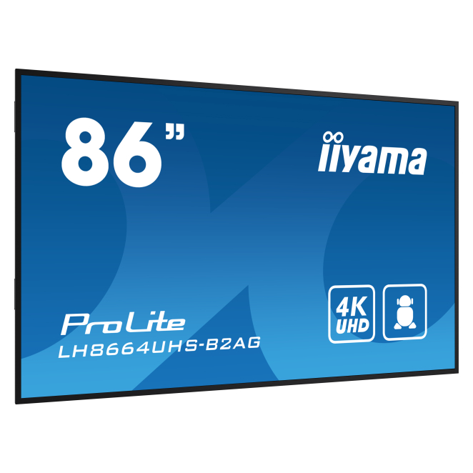iiyama LH8664UHS-B2AG pantalla de señalización Pantalla plana para señalización digital 2,18 m (86″) Wifi 500 cd / m² 4K Ultra HD Negro Procesador incorporado Android 24/7 4 Señalización digital 24/7 con iiyama LH8664UHS-B2AG