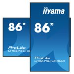 Pantalla plana iiyama de señalización digital de 2,17 metros (85.6 pulgadas) LCD con Wifi, 500 cd/m² de brillo, resolución 4K Ultra HD en color negro y Android 11. SKU: LH8675UHS-B1AG