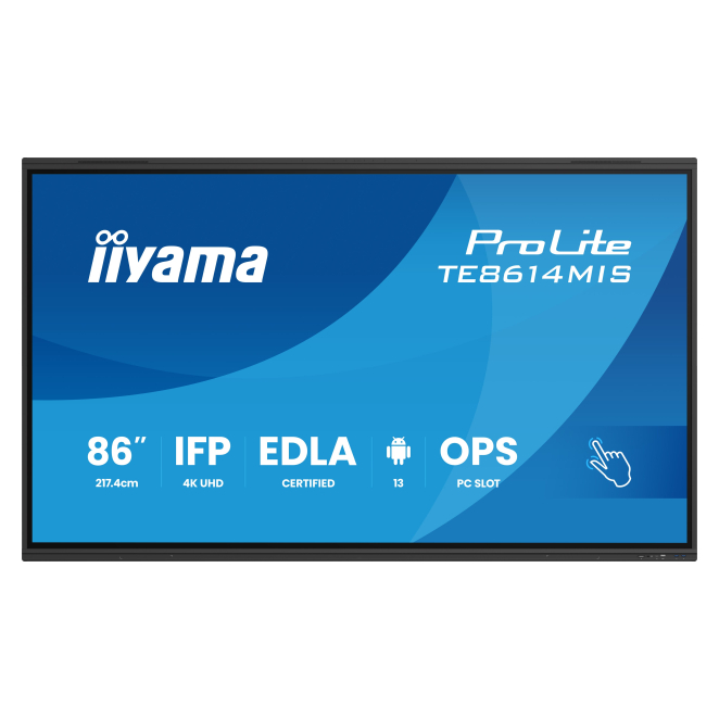 iiyama pantalla táctil de 85.6 pulgadas con 4K Ultra HD y WiFi Pantalla táctil iiyama PROLITE TE8614MIS-B2AG de 85.6 pulgadas, 4K Ultra HD, WiFi, 435 cd/m², para señalización digital, procesador Android incorporado