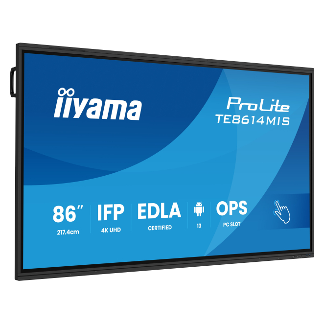 iiyama PROLITE TE8614MIS-B2AG Pantalla plana para señalización digital 2,17 m (85.6″) LCD Wifi 435 cd / m² 4K Ultra HD Negro Pantalla táctil Procesador incorporado Android 24/7 1 iiyama PROLITE TE8614MIS-B2AG mostrando pantalla 4K