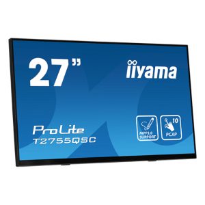 iiyama ProLite T2755QSC-B1 pantalla para PC de 27 pulgadas, 2560 x 1440 Pixeles, tecnología LCD, con pantalla táctil en color negro.