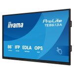 iiyama TE8613A-B1AG pantalla de señalización interactiva de 85.6 pulgadas con resolución 4K Ultra HD, 450 cd/m² de brillo, conectividad WiFi y procesador Android integrado.