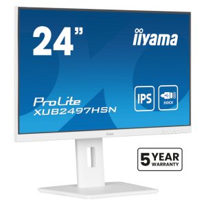 Pantalla iiyama ProLite XUB2497HSN-W2 para PC de 23.8 pulgadas, 1920 x 1080 pixeles, Full HD, LED, color blanco, SKU XUB2497HSN-W2.