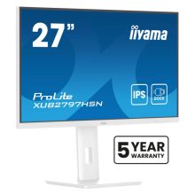 Monitor iiyama ProLite XUB2797HSN-W2 de 27 pulgadas con resolución 1920 x 1080 Pixeles, Full HD, tecnología LED en color blanco.