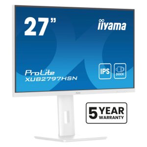 Monitor iiyama ProLite XUB2797HSN-W2 de 27 pulgadas con resolución 1920 x 1080 Pixeles, Full HD, tecnología LED en color blanco.