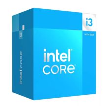 Imagen del procesador Intel Core i3-14100F con 12 MB Smart Cache en su caja. SKU BX8071514100F.