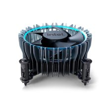 Refrigerador de aire Intel Laminar RM1, diseño negro y azul, SKU BXTSRM1, ideal para mantener la temperatura del procesador bajo control.