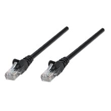 Cable de red Intellinet 320740 Cat5e de 1 metro, color negro, U/UTP, ideal para conexiones de alta velocidad.