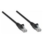 Imagen del cable de red Intellinet de 10 metros, modelo Cat5e U/UTP, en color negro, ideal para conexiones rápidas y seguras. SKU 345378.