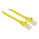 Cable de red Intellinet amarillo de 0,5 metros, categoría Cat6a S/FTP, SKU 350464, ideal para conexiones rápidas y seguras.