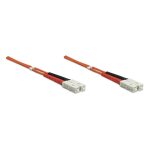 Cable de fibra óptica Intellinet SC M/M de 1.0m en color naranja, ideal para centros de datos. SKU: 470001
