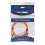 Cable de fibra óptica Intellinet de 2 metros con conectores SC en color naranja. SKU 470018.