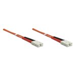 Cable de fibra óptica Intellinet de 0.5 metros con conectores SC M/M, color naranja, SKU 470032