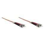 Cable de fibra óptica Intellinet ST macho a macho de 2 metros en color naranja, SKU 470063, ideal para centro de datos.