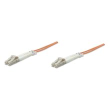 Imagen del Intellinet cable de fibra óptica LC M/M de 2 metros en color naranja, SKU 471213, ideal para centros de datos y conexiones InfiniBand.