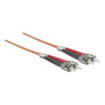 Cable de fibra óptica Intellinet 20 metros, tipo InfiniBand, con conectores ST de color naranja, SKU 472524