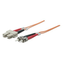 Intellinet cable de fibra óptica de 20 metros con conectores ST a SC en color naranja. SKU: 472586