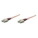 Cable de fibra óptica Intellinet de 20 metros, tipo SC, color naranja, SKU 472944, ideal para centro de datos e InfiniBand.