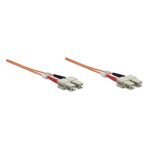 Cable de fibra óptica Intellinet de 20 metros, tipo SC, color naranja, SKU 472944, ideal para centro de datos e InfiniBand.