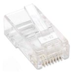 Conectores Intellinet RJ45 CAT5E para cable sólido, paquete de 100 unidades, oro 15 micras, SKU 502399