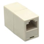 Conector RJ45 modular Intellinet Cat5e, hembra a hembra, con tecnología UTP. SKU: 504225.