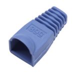 Protege conector Intellinet RJ-45 azul para cableado, SKU 504393, diseñado para mejorar la durabilidad y protección de los cables