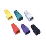 Protege conector Intellinet RJ-45 azul para cableado, SKU 504393, diseñado para mejorar la durabilidad y protección de los cables