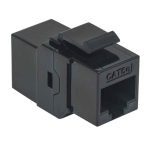 Adaptador Intellinet con conector RJ45 a RJ45, categoría CAT5e, color negro. Modelo Keystone UTP. SKU 504775