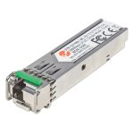 Imagen del transceptor de Fibra óptica rojo modelo Intellinet 507486 SFP con velocidad de 1000 Mbit/s