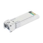 Imagen del módulo transceptor Intellinet 508674 de fibra óptica, compatible con SFP+ 10000 Mbit/s y longitud de onda de 1310 nm, en color rojo.