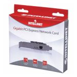 Tarjeta de red Intellinet Gigabit con interfaz PCI Express, SKU 522533, ideal para conexiones de alta velocidad.