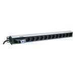 Intellinet PDU con 12 salidas AC, modelo 711449 en color negro y gris. Ideal para gestión de energía en servidores y racks.
