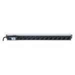 Intellinet PDU con 12 salidas AC, modelo 711449 en color negro y gris. Ideal para gestión de energía en servidores y racks.