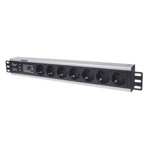 Unidad de distribución de energía Intellinet con 7 salidas AC, tamaño 1.5U, color negro. SKU 714006