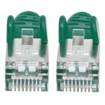 Cable de red Intellinet Cat6A S/FTP de 10 metros en color verde. SKU 736886. Ideal para alta velocidad y estabilidad en conexiones de red.