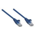 Cable de red Intellinet de 0.25m Cat6A SFTP azul, ideal para conexiones de alta velocidad y protección contra interferencias. SKU: 737050.