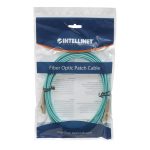 Imagen del cable de fibra óptica InfiniBand Intellinet de 3 metros con conectores LC en color aguamarina, SKU 750066