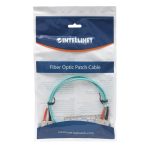 Cable de fibra óptica Intellinet SC de 20 metros en color aguamarina, SKU 751070, ideal para centros de datos
