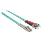 Cable de fibra óptica e InfiniBand de 5 metros ST a LC color aguamarina marca Intellinet, SKU 751131