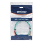 Cable de fibra óptica Intellinet de 20 metros, tipo InfiniBand, con conectores ST a LC en color aguamarina, SKU 751155