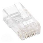 Conector RJ45 Cat5e multifilar UTP con chapado en oro de 15 micras, bote de 100 piezas, SKU 790055, fabricado por Intellinet