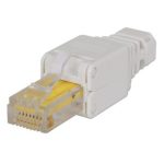 Conector RJ45 Blanco Intellinet modelo 790482, ideal para cableado de red con alta fiabilidad y rendimiento