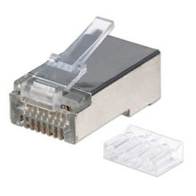 Conector RJ45 Intellinet en color gris, SKU 790543, ideal para cableado de red eficiente y duradero
