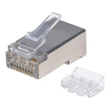 Conector RJ45 Intellinet transparente, modelo 790680. Ideal para cableado de red de alta velocidad.