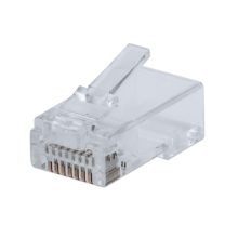Conector RJ45 transparente Intellinet modelo 791090, ideal para instalaciones de redes y cableado eficiente.