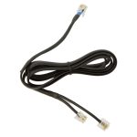 Imagen del cable telefónico Jabra 14201-10 de color negro. Diseñado para auriculares y cascos, este cable destaca por su alta calidad y durabilidad. SKU 14201-10